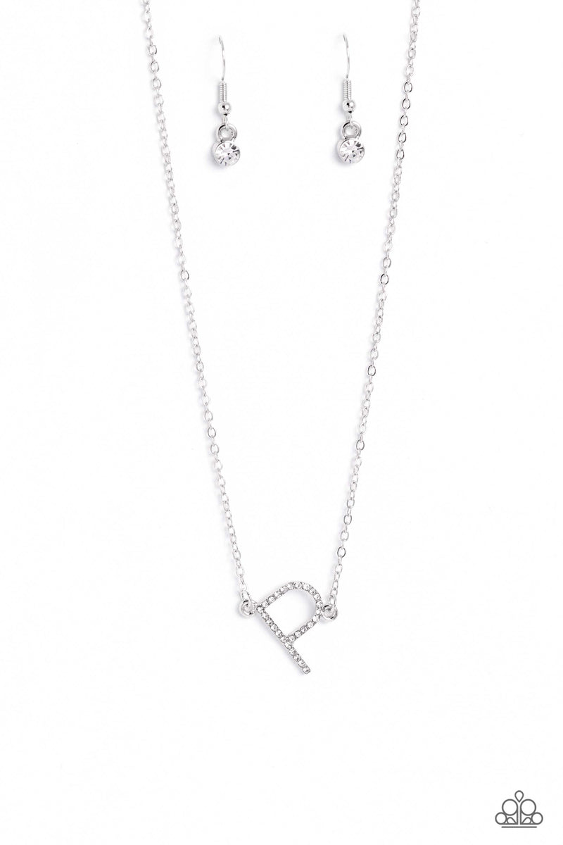 INITIALLY Yours - P - White Necklace - Paparazzi Accessories