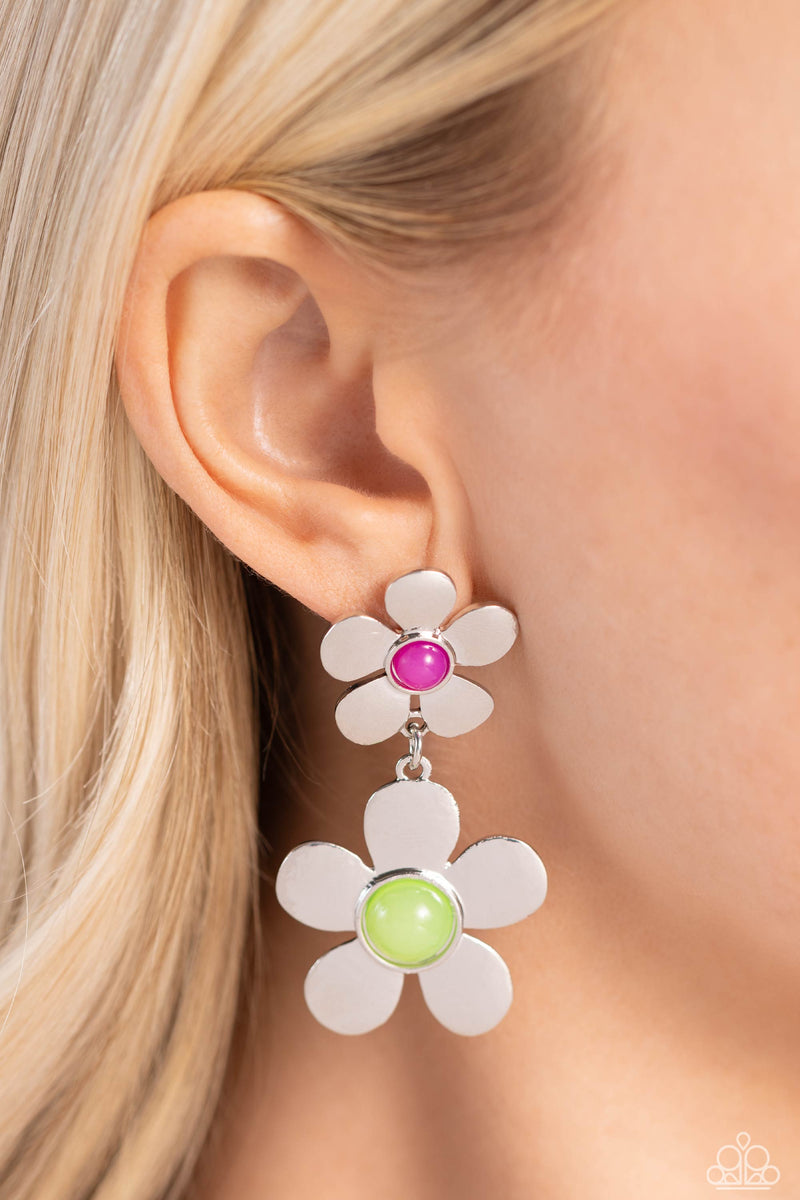 Fashionable Florals - Green Post Earrings - Paparazzi Accessories