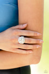 BLING Loud and Proud - White Ring - Paparazzi Accessories