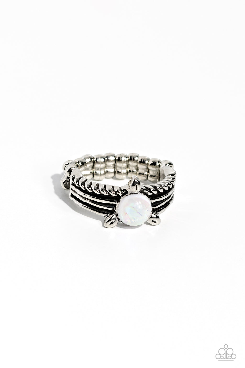 five-dollar-jewelry-sinuous-spotlight-white-ring-paparazzi-accessories