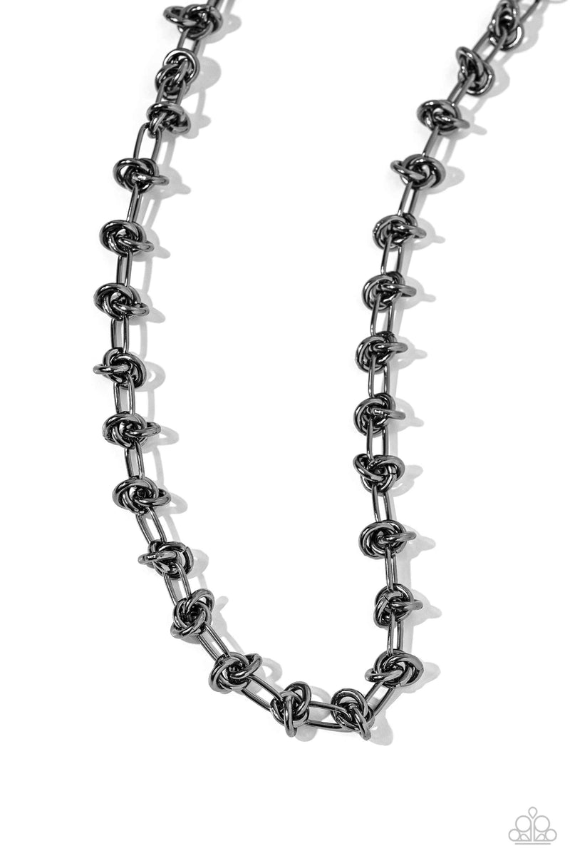 Knotted Kickoff - Black Necklace - Paparazzi Accessories