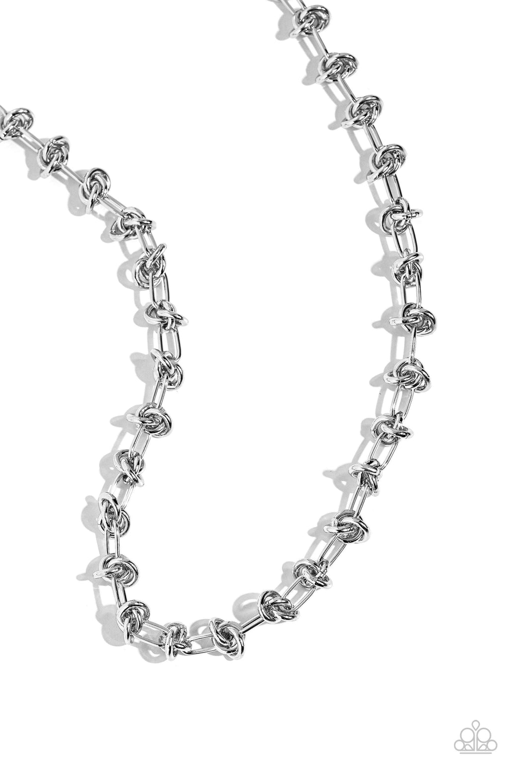 five-dollar-jewelry-knotted-kickoff-silver-necklace-paparazzi-accessories