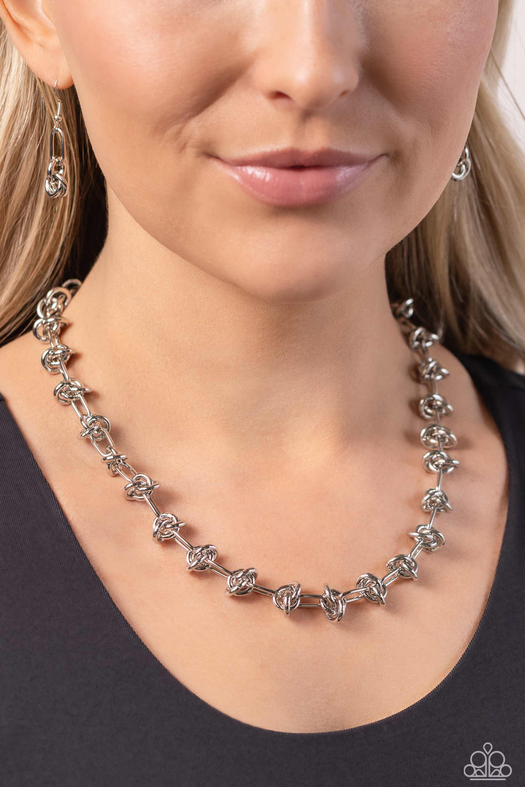 Knotted Kickoff - Silver Necklace - Paparazzi Accessories