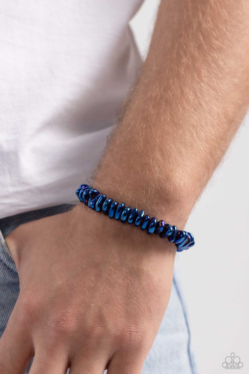 Monochromatic Mechanic - Blue Mens Bracelet - Paparazzi Accessories
