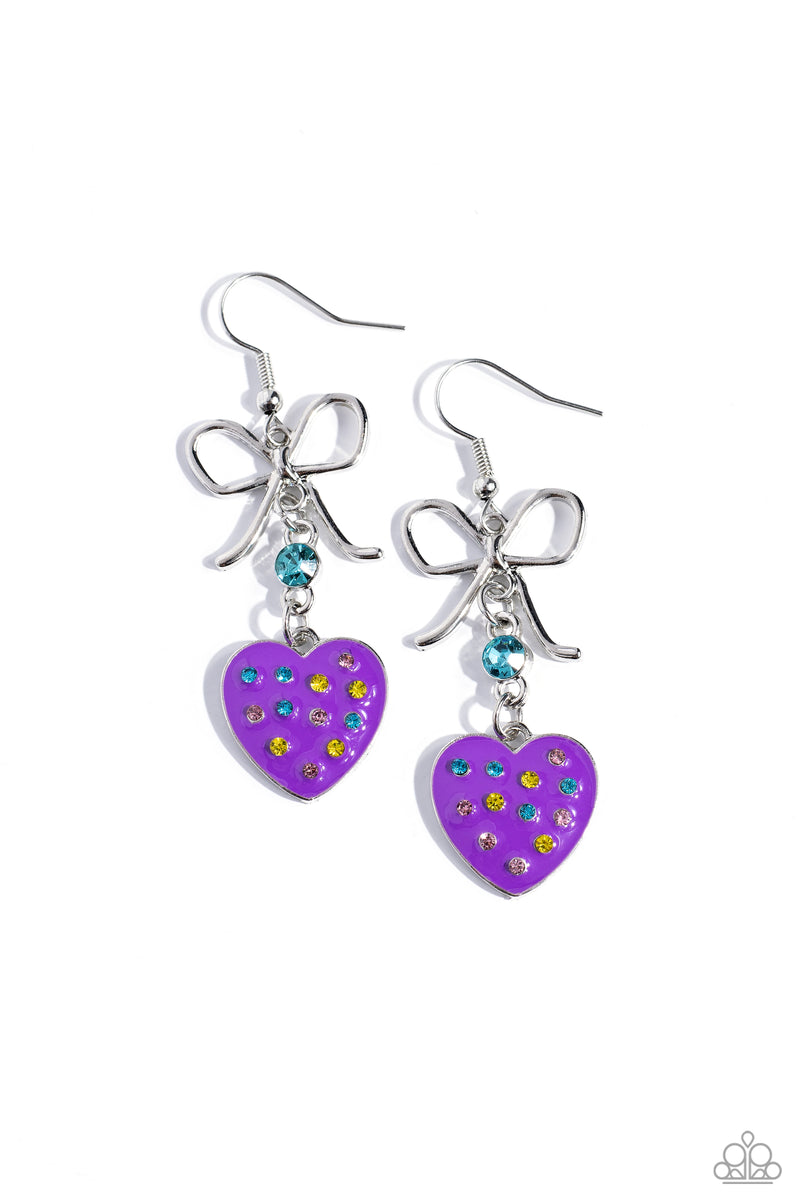 five-dollar-jewelry-bow-away-zone-purple-earrings-paparazzi-accessories