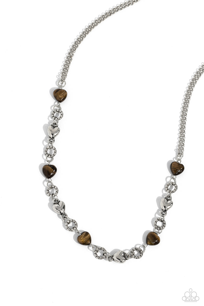 My HEARTBEAT Will Go On - Brown Necklace - Paparazzi Accessories