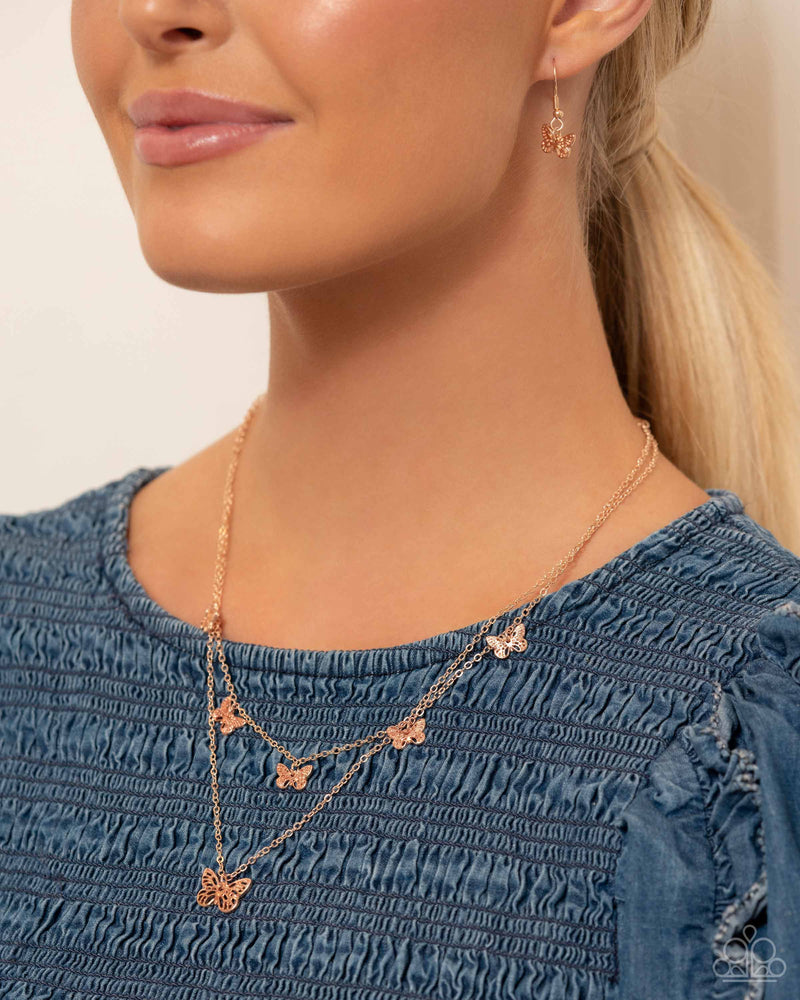 Butterfly Beacon - Rose Gold Necklace - Paparazzi Accessories