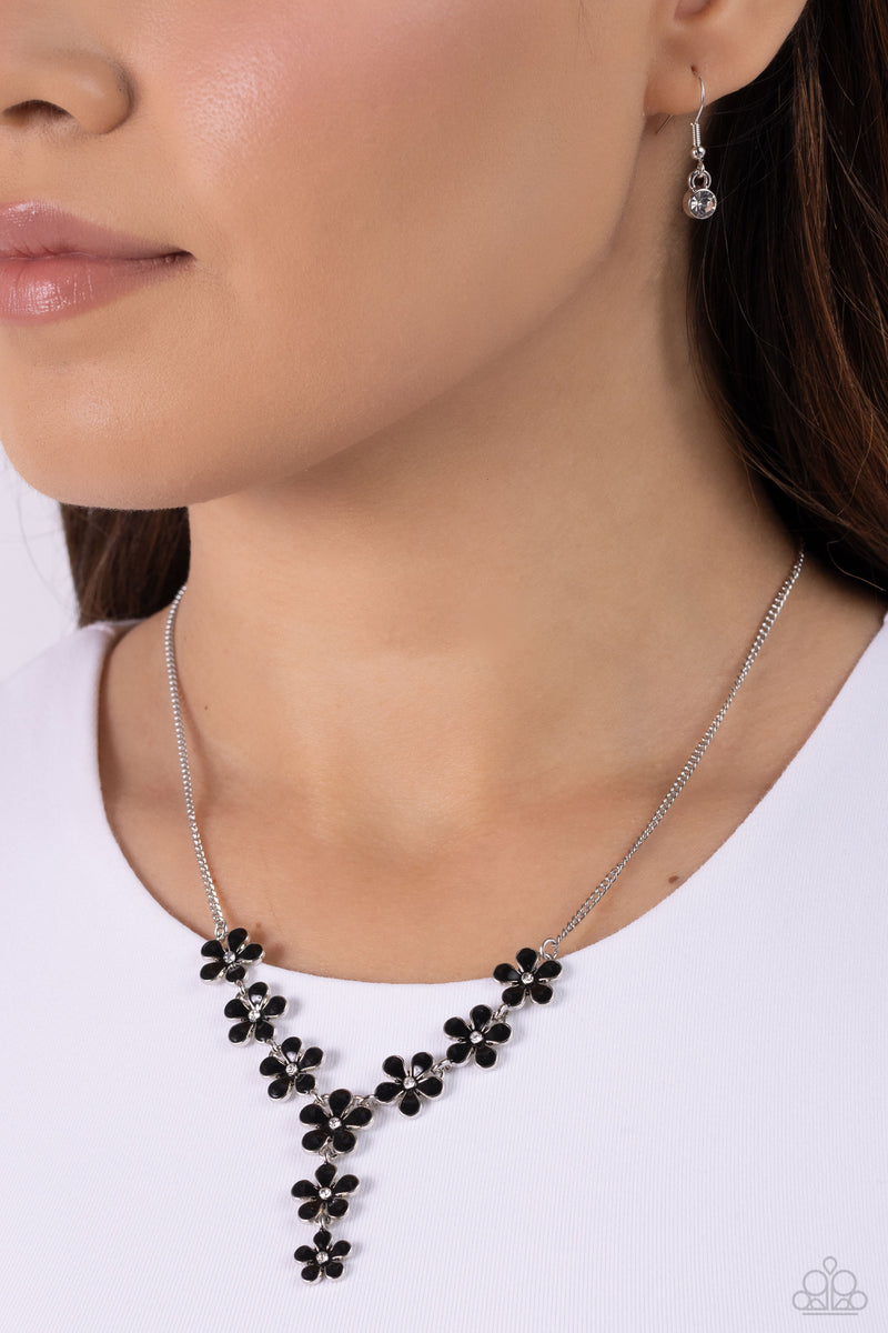 Flowering Feature - Black Necklace - Paparazzi Accessories
