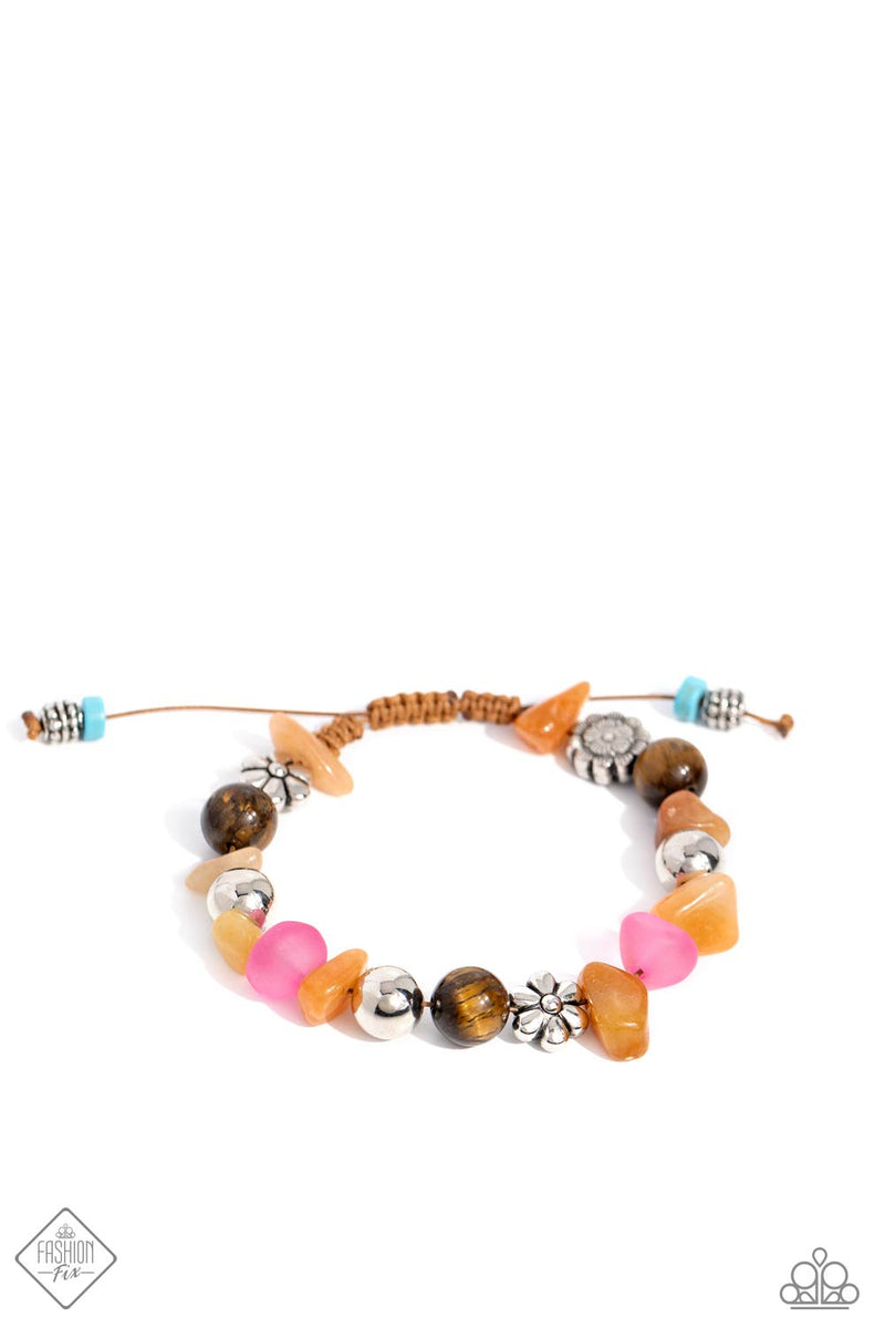 Garden Party Pattern - Orange Bracelet - Paparazzi Accessories
