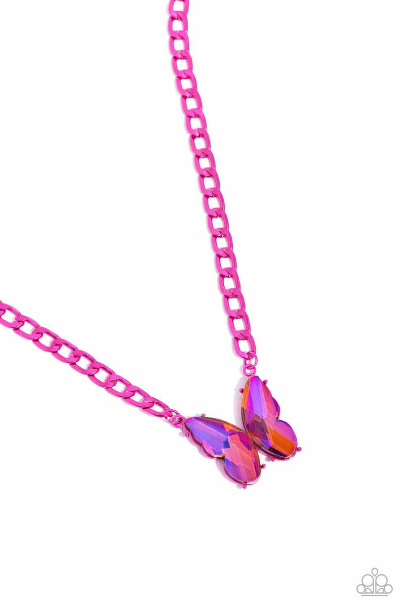 Fascinating Flyer - Pink Necklace - Paparazzi Accessories