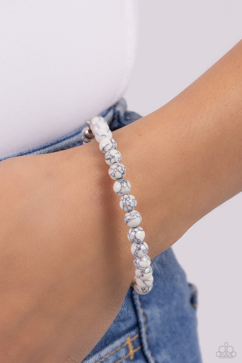 Sinuous Stones - White Bracelet - Paparazzi Accessories