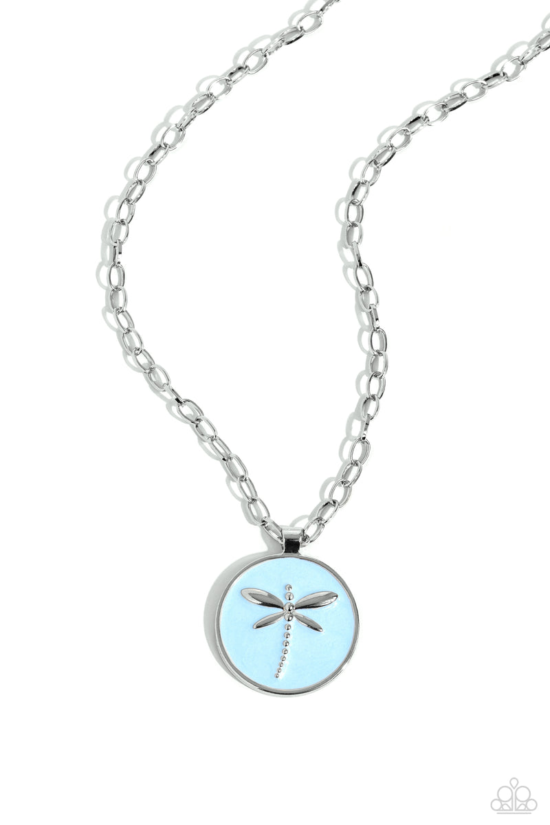 Decorative Dragonfly - Blue Necklace - Paparazzi Accessories