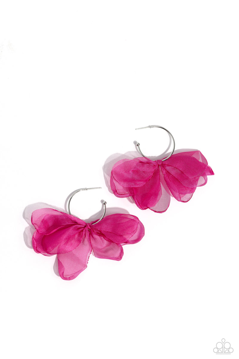 Chiffon Class - Pink Earrings - Paparazzi Accessories