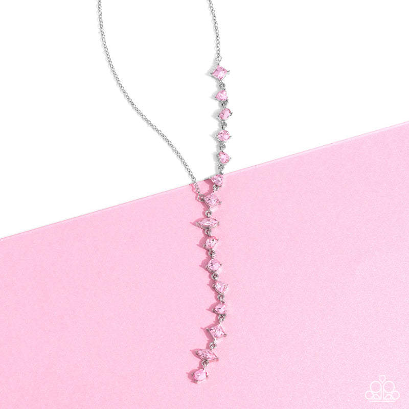Diagonal Daydream - Pink Necklace - Paparazzi Accessories