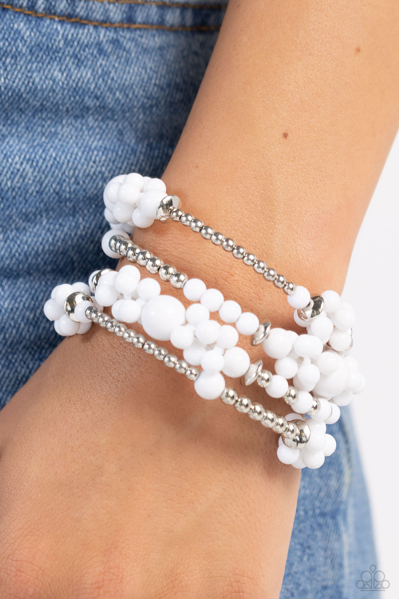 Compelling Clouds - White Bracelet - Paparazzi Accessories