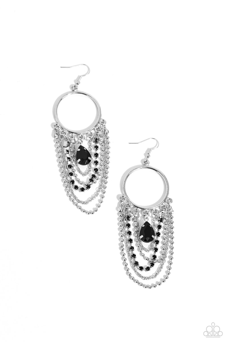 five-dollar-jewelry-cascading-clash-black-earrings-paparazzi-accessories