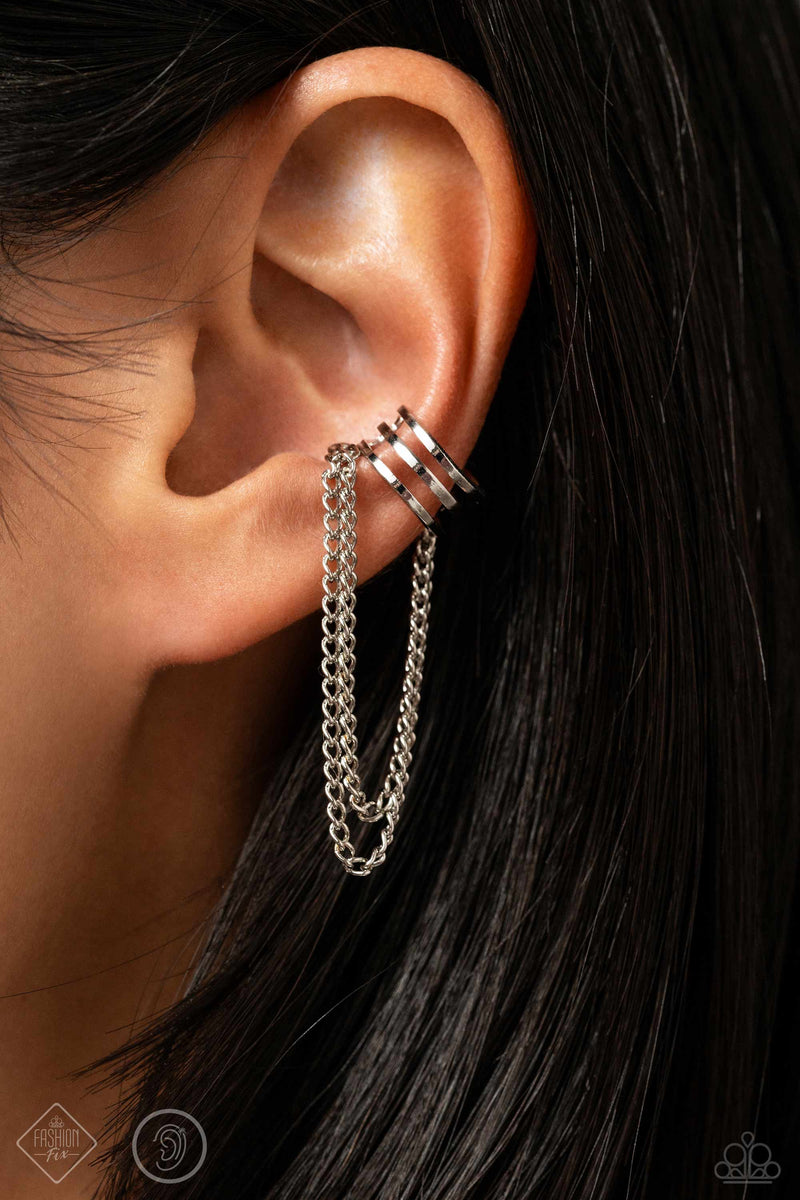 Unlocked Perfection - Silver Post Earrings - Paparazzi Accessories