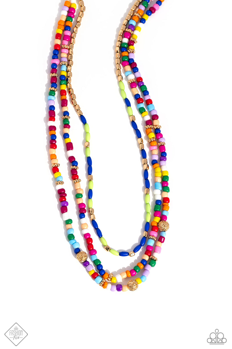 Multicolored Mashup - Gold Necklace - Paparazzi Accessories