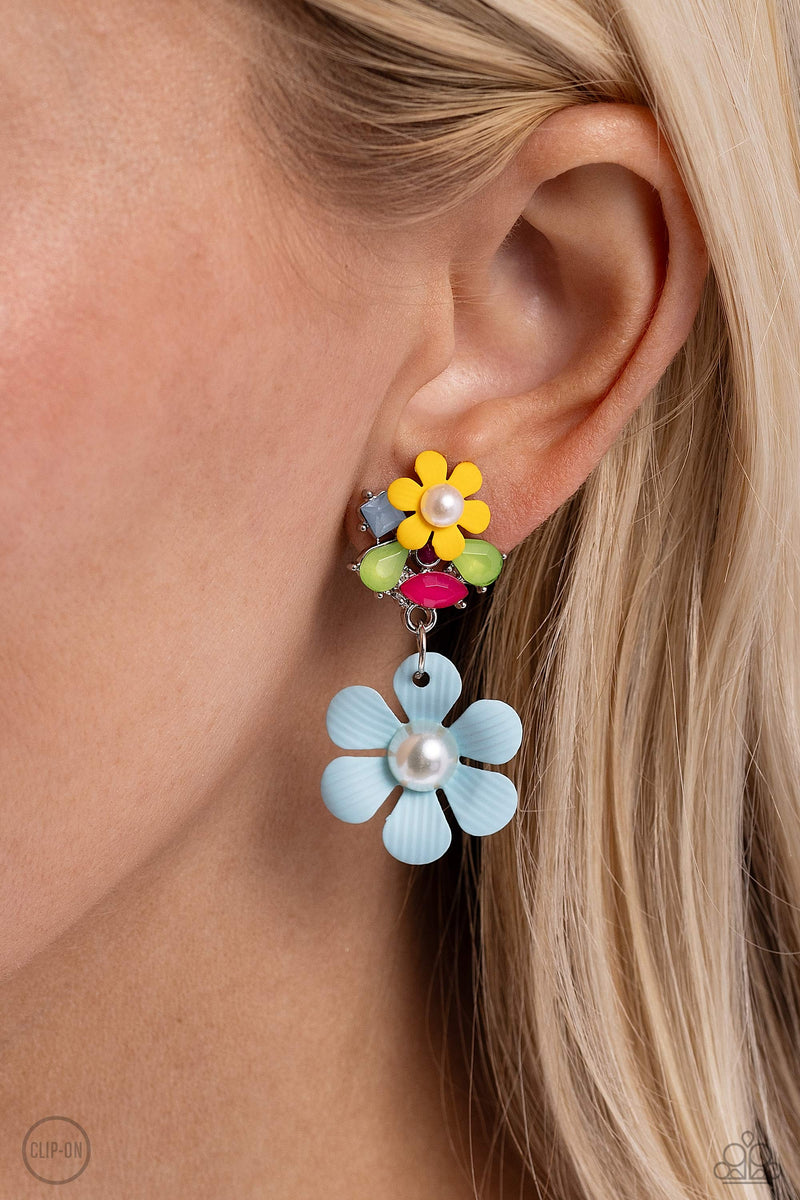 Festive Florals - Blue Clip-On - Paparazzi Accessories