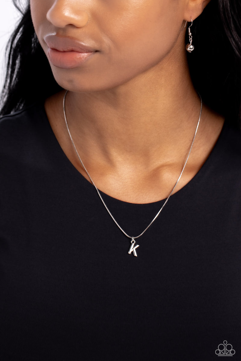 Seize the Initial - Silver - K Necklace - Paparazzi Accessories