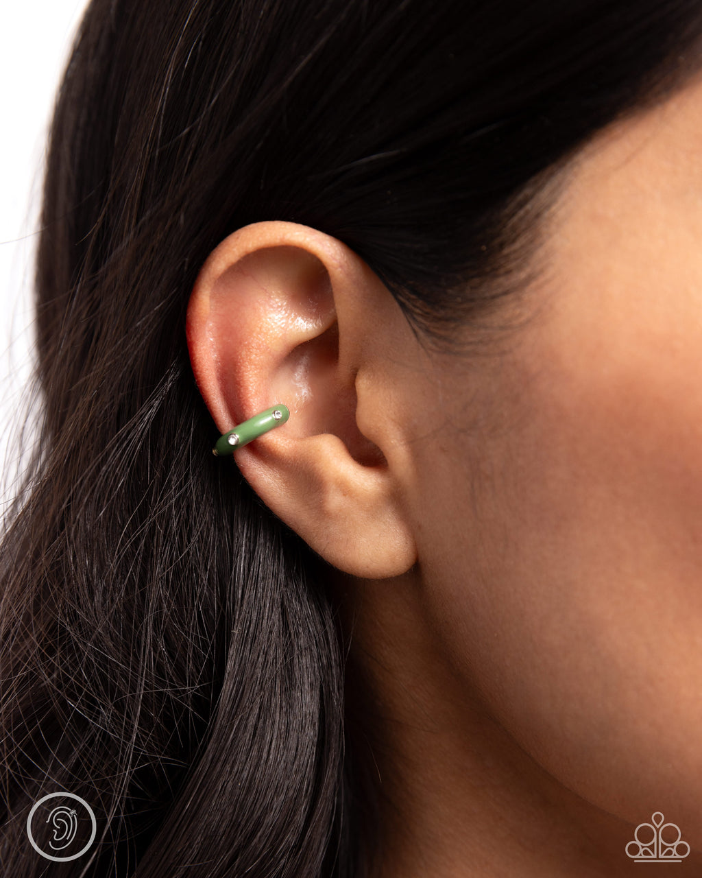 Coastal Color - Green Ear Cuff Earrings - Paparazzi Accessories